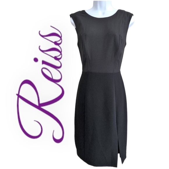 REISS Beech Black V-Back Sleeveless Sheath Dress, Size 10 - Picture 3 of 10